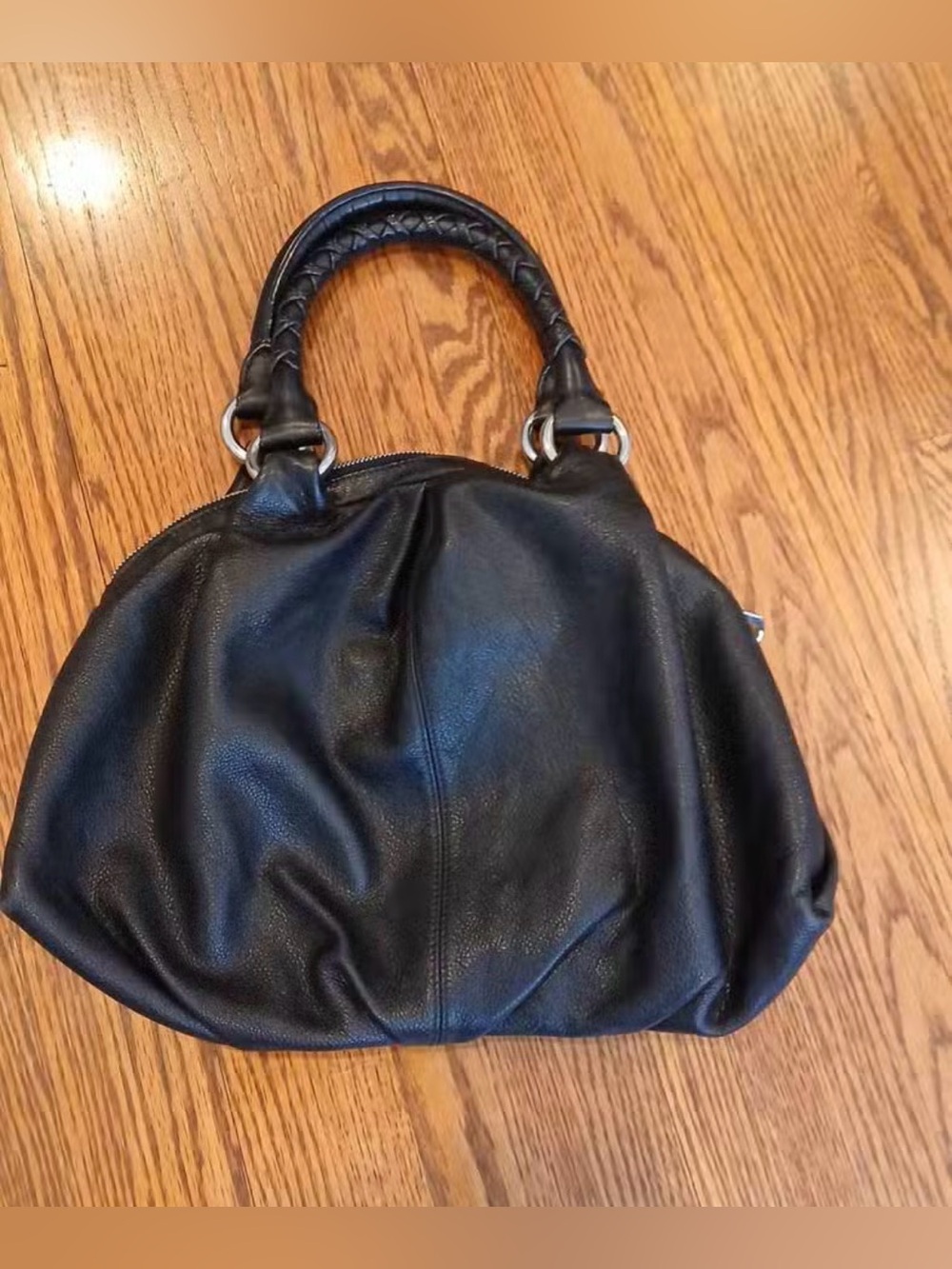 Hugo Boss Black Leather Braided-Handle Shoulder Bag